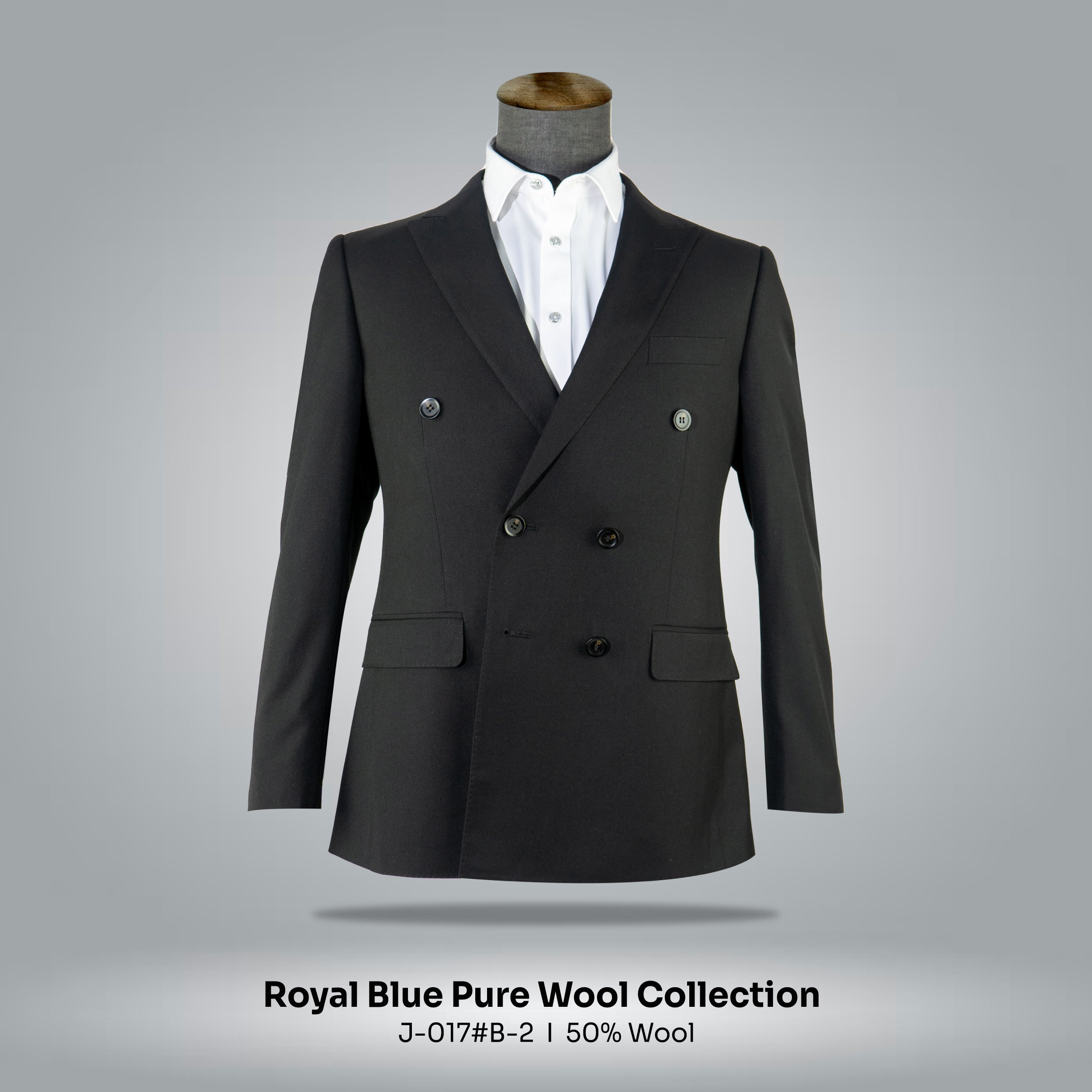 Peak Lapel Double Breasted Suit Jacket - Black