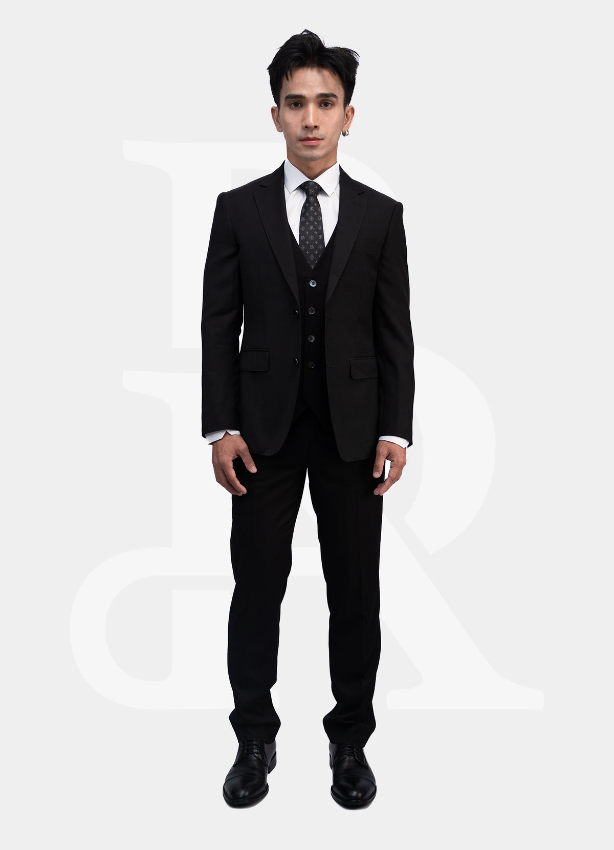 Peak Lapel 2 Buttons Suit Jacket - Black