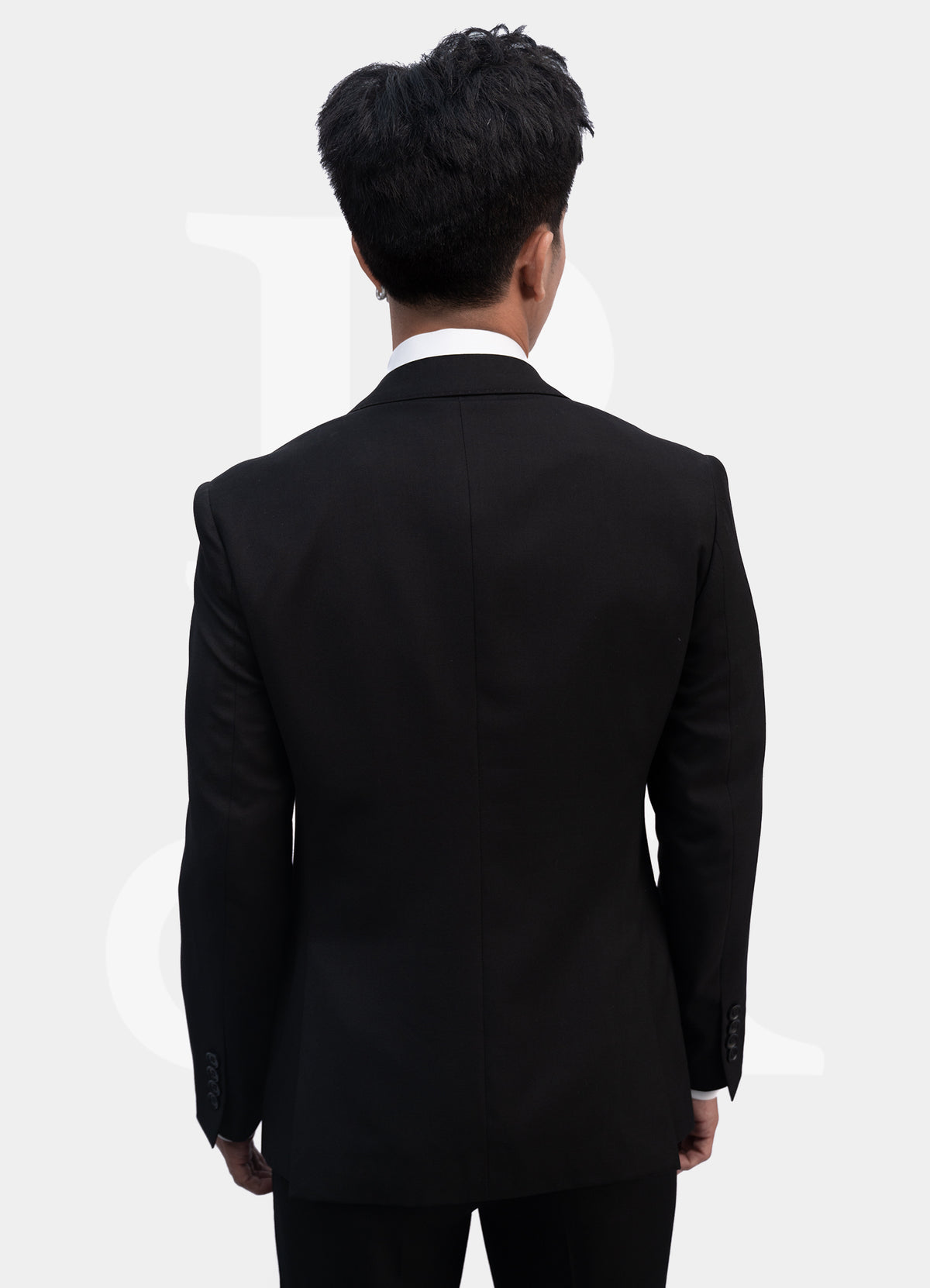 Peak Lapel 2 Buttons Suit Jacket - Black