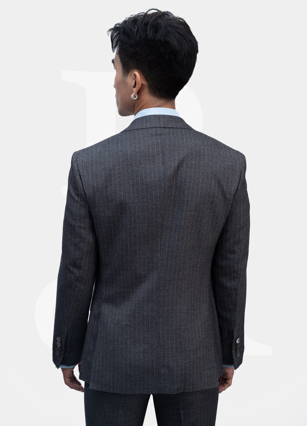 Classic 2 Buttons Suit Jacket - Grey Long Stripe