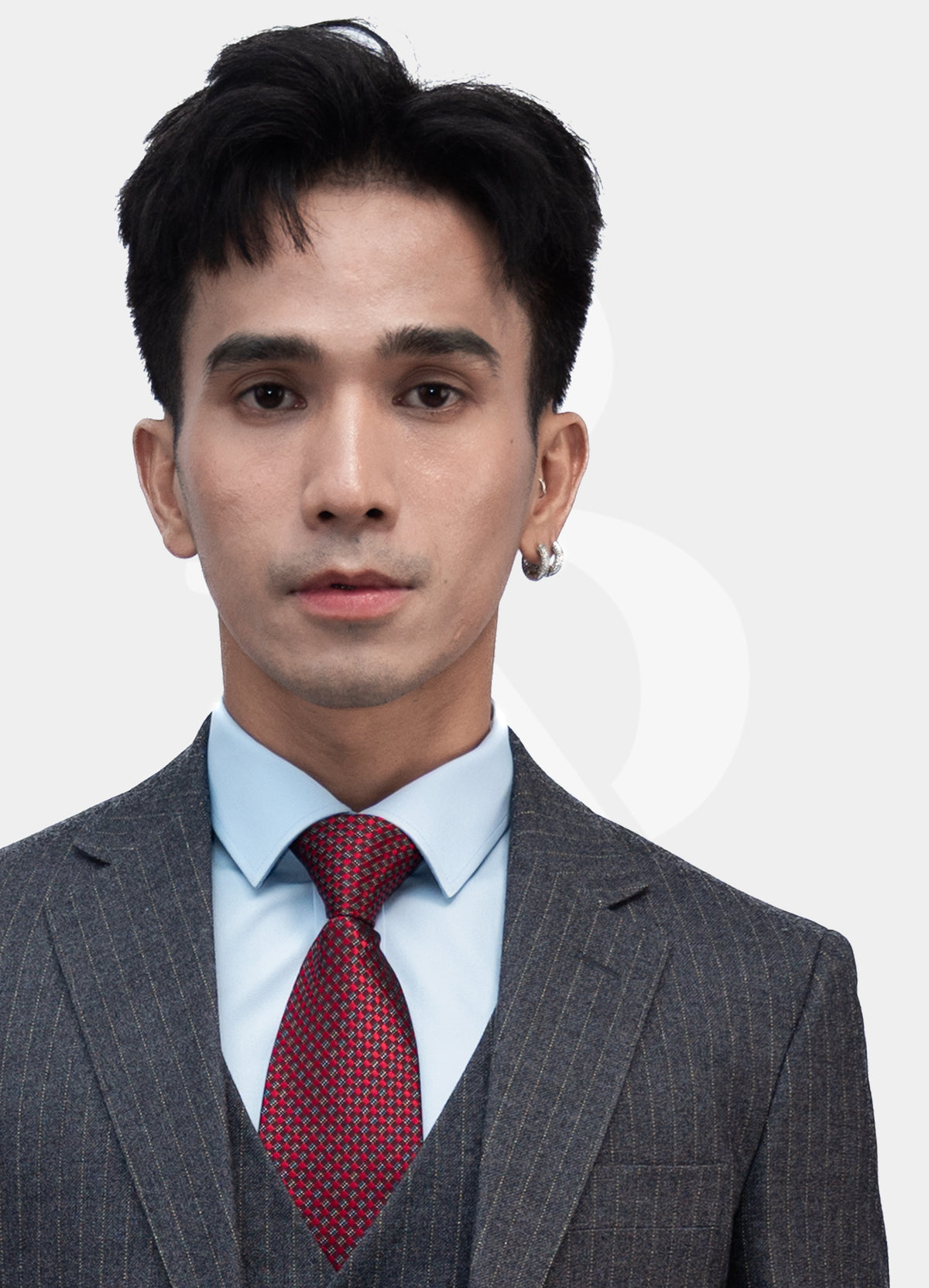 Classic 2 Buttons Suit Jacket - Grey Long Stripe