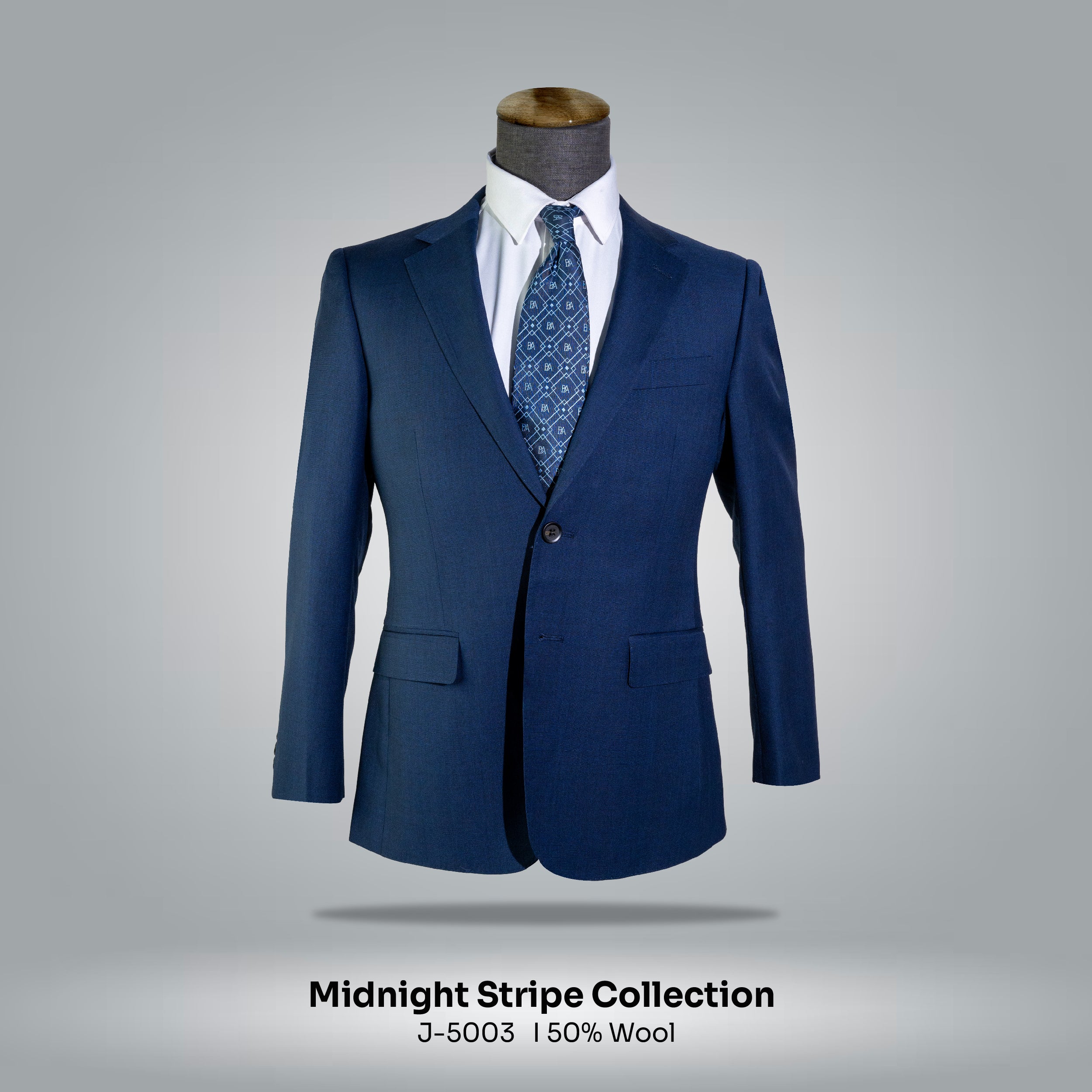 Wool Blended Classic 2 Buttons Suit Jacket - Black
