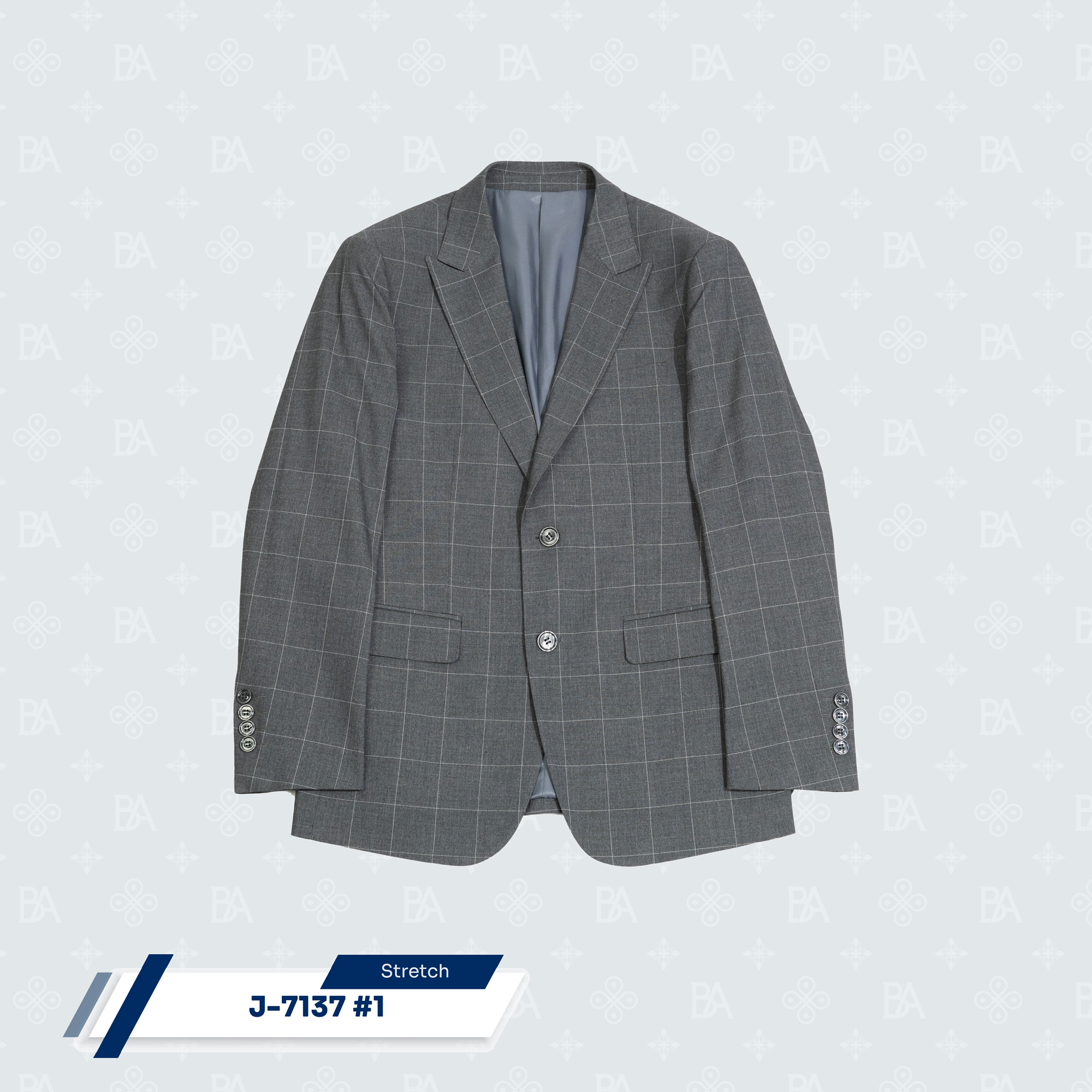 Peak Lapel 2 Buttons Suit Jacket - Grey Pinstripe