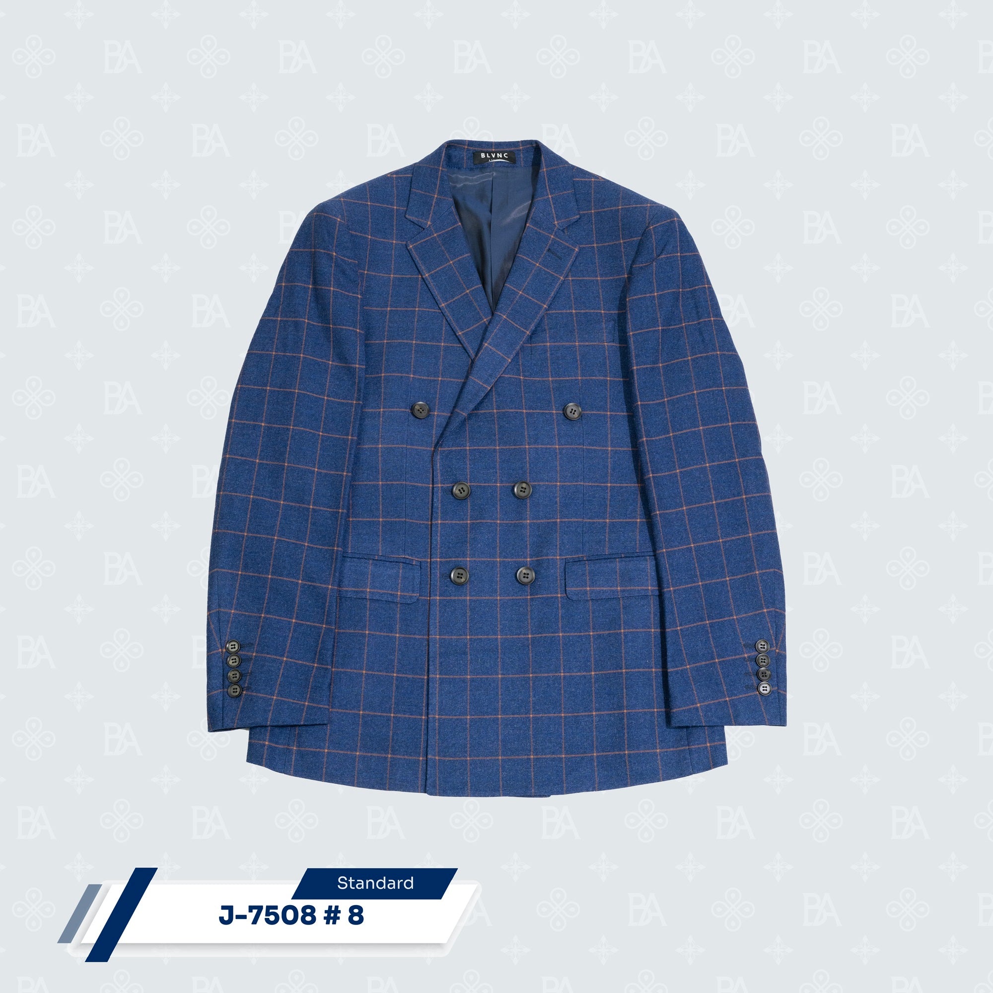 Double Breasted Suit Jacket - Blue Orange Pinstripe