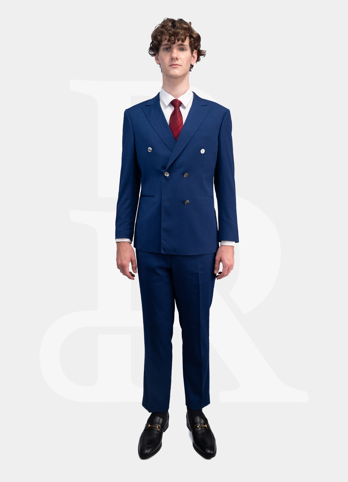 Stretch Suit Jacket - Double Breasted Navy A25629-33
