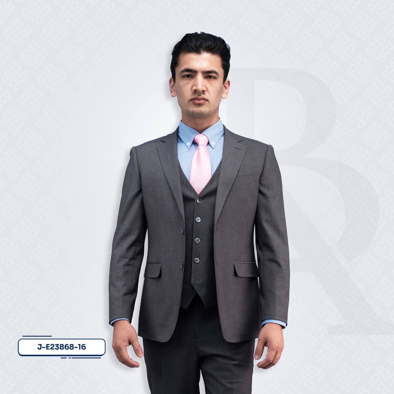 Stretch Suit Jacket - 2-Buttons Notch Lapel Dark Grey E23868-16