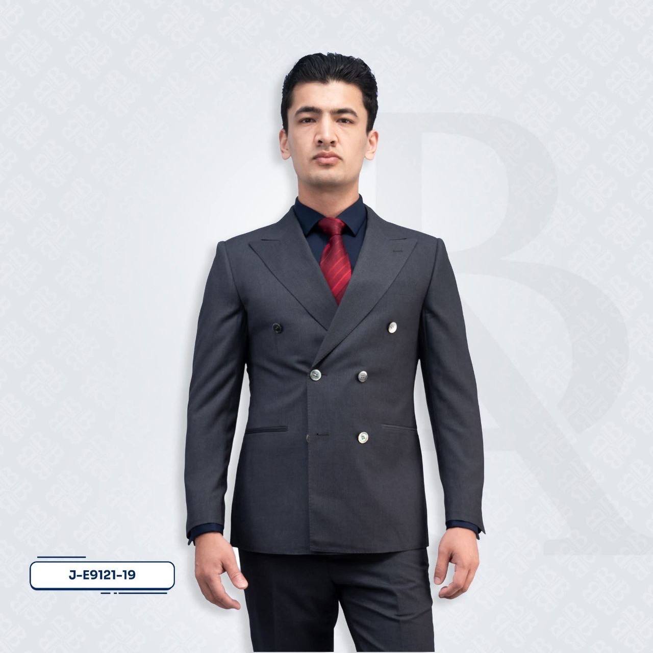 Standard Suit Jacket - Double Breasted Dark Grey E9121-19