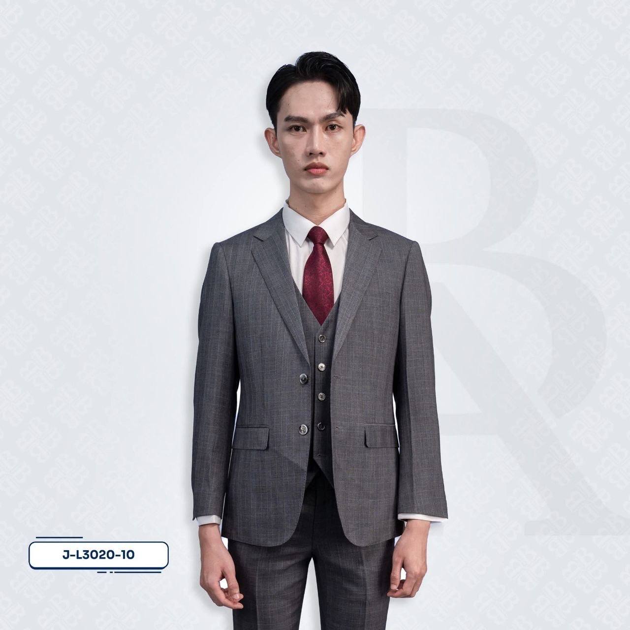 Standard Suit Jacket -  2-Buttons Notch Lapel Dark Grey Windowpane L3020-10