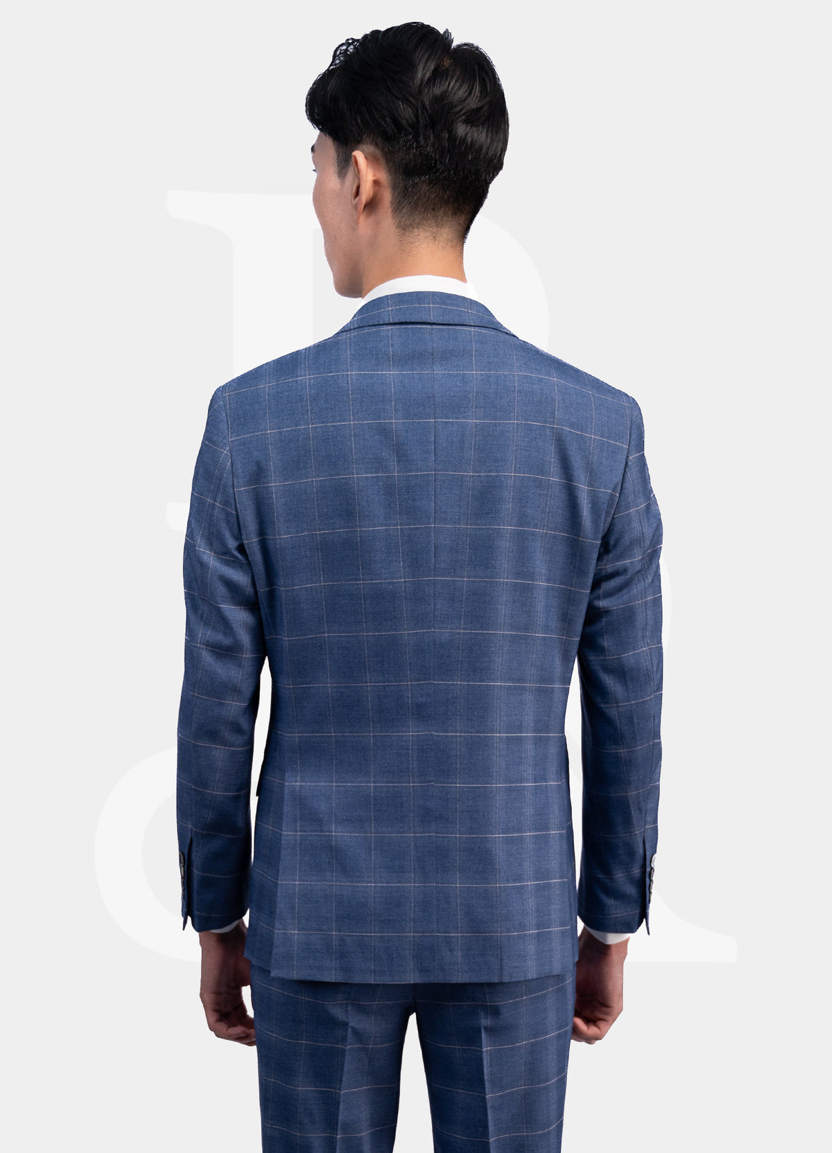 Stretch Suit Jacket - 2-Buttons Peak Lapel Navy Windowstripe L3063-18