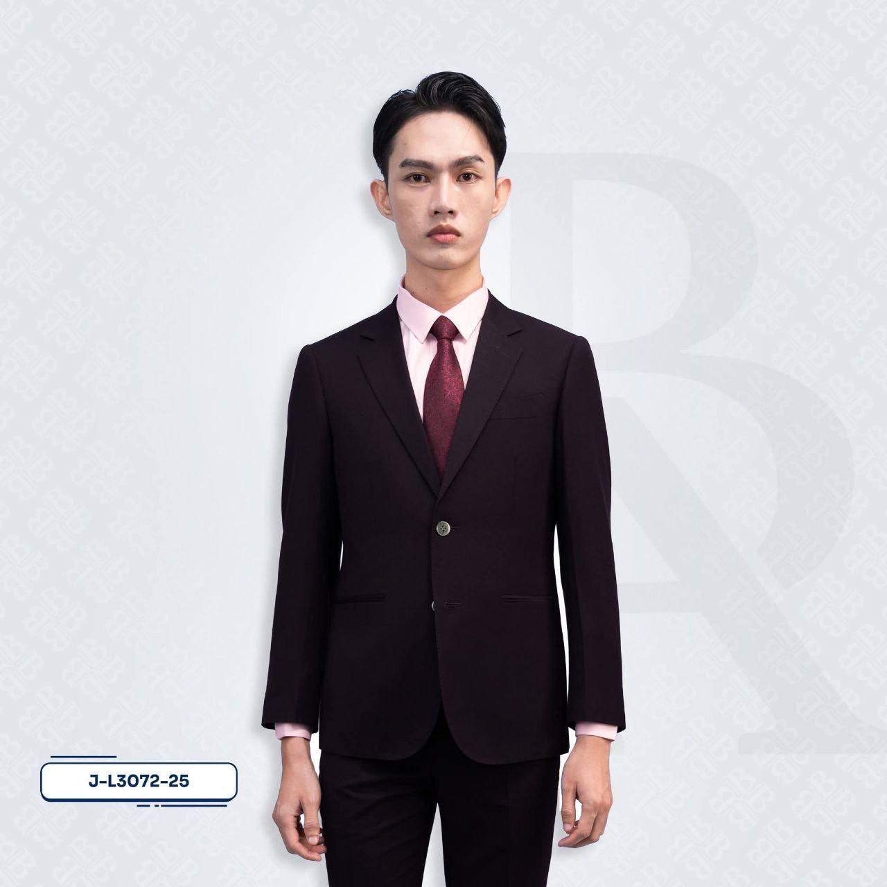 Standard Suit Jacket - 2-Buttons Wide Notch Lapel Burgundy L3072-25