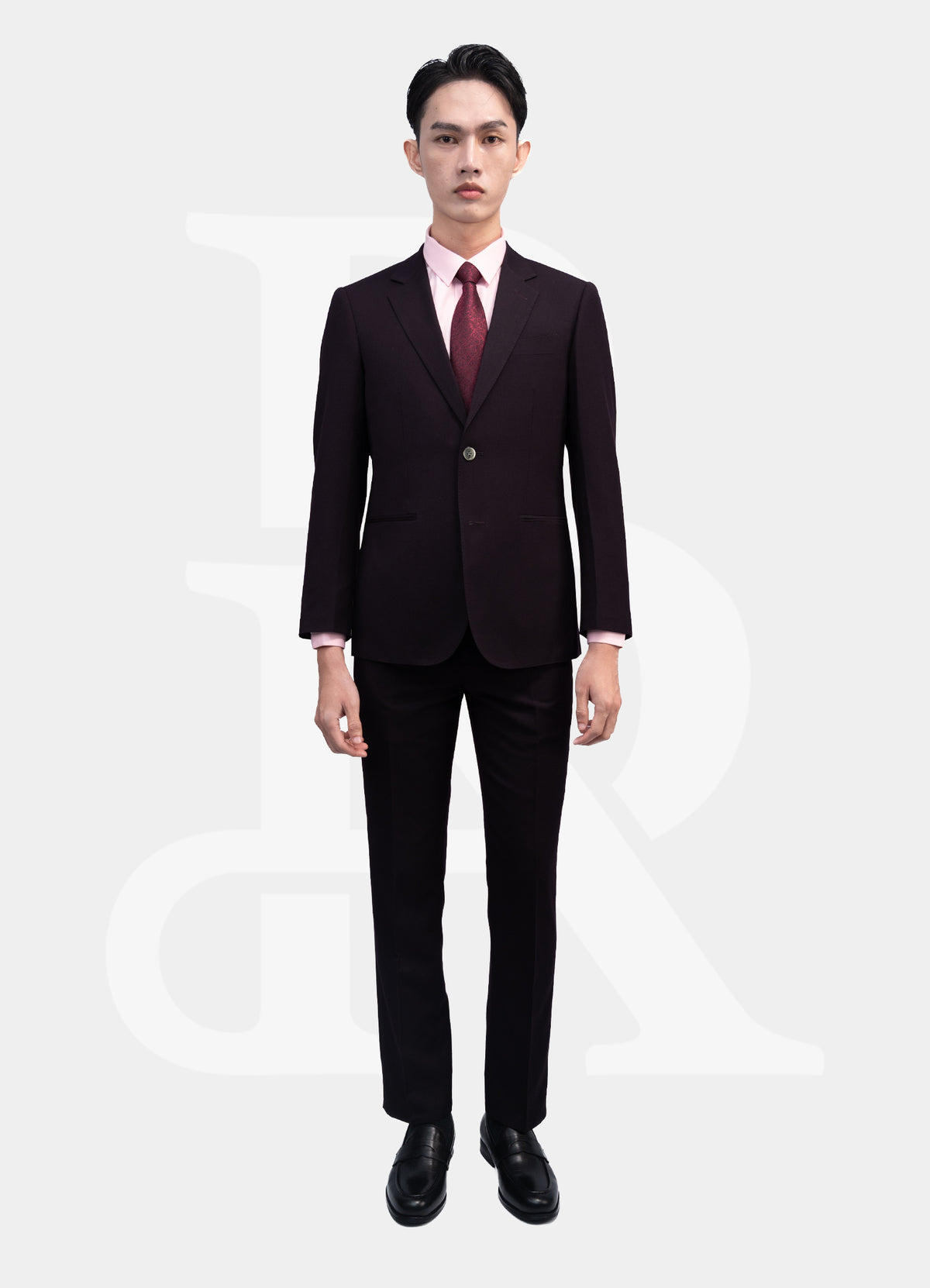 Standard Suit Jacket - 2-Buttons Wide Notch Lapel Burgundy L3072-25