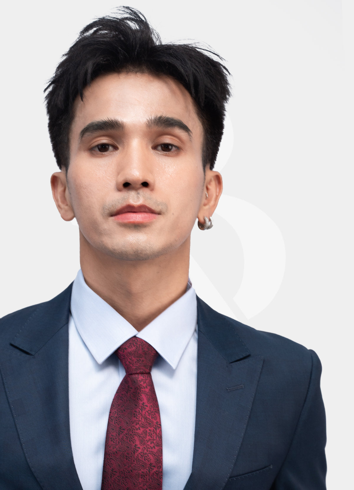 100% Wool 2 Buttons Suit Jacket - Pattern Navy
