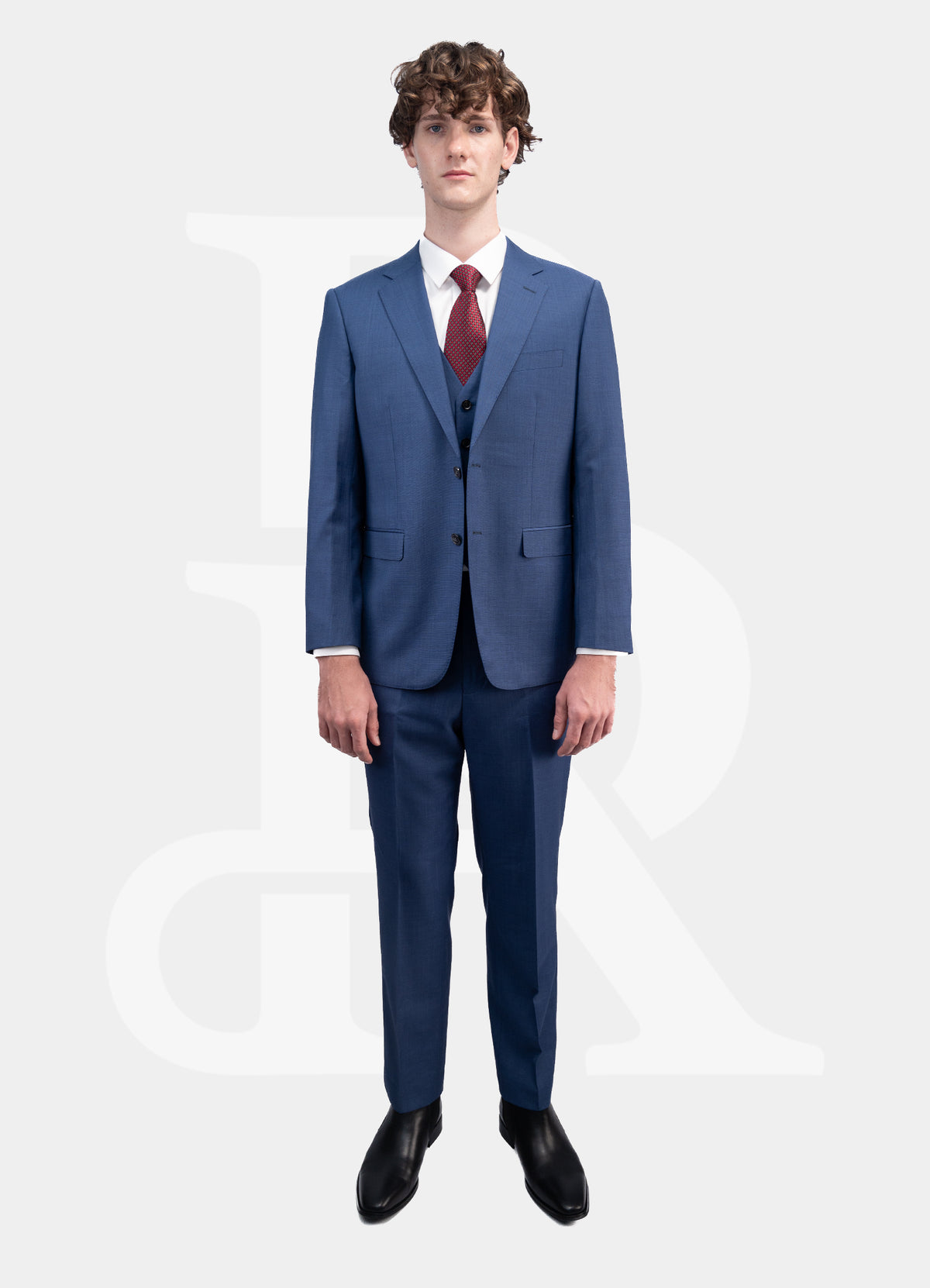 100% Wool 2 Buttons Suit Jacket - Light Navy
