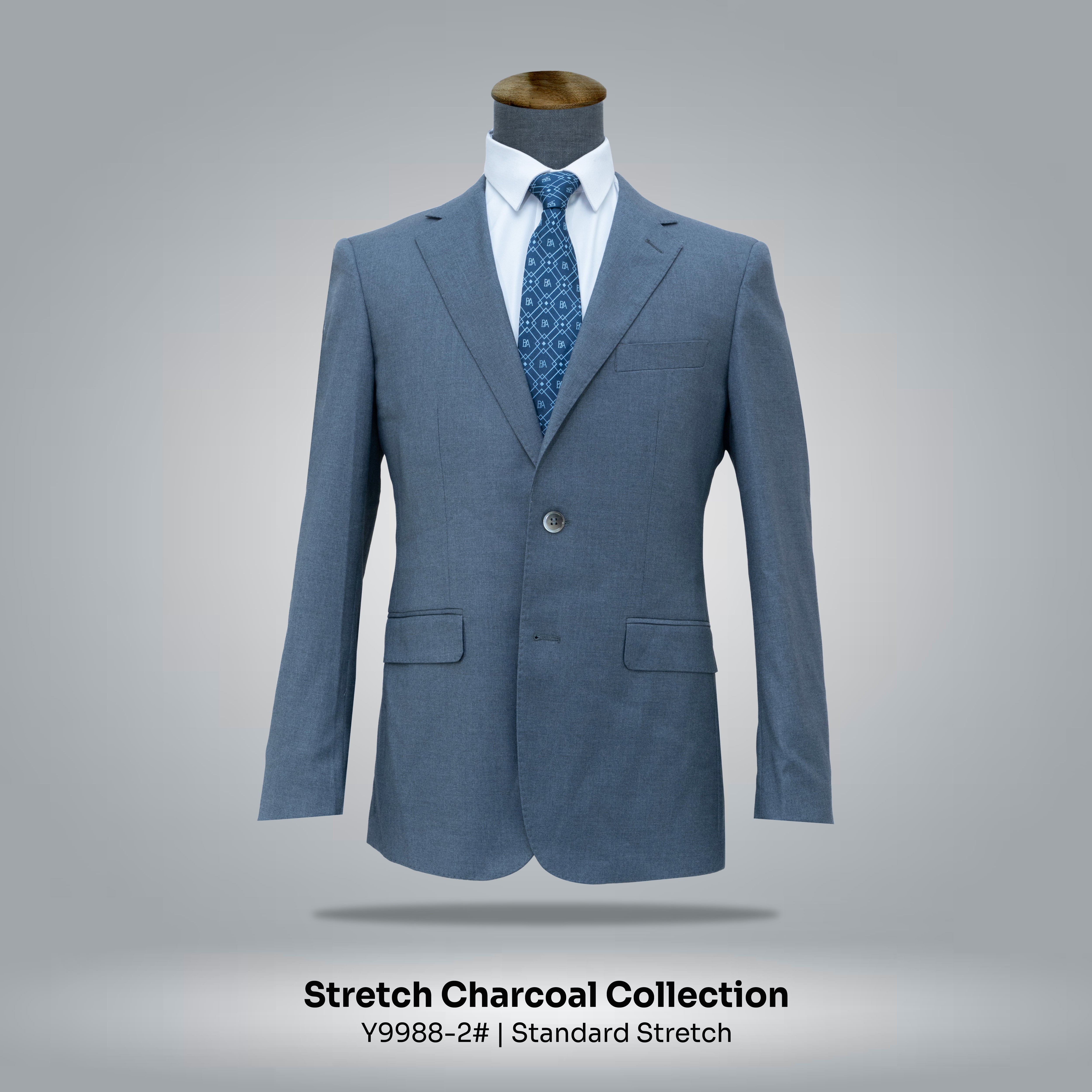 Grey, 2 Buttons, Notch Lapel, Double Vent, Custom Bemberg Lining, NKBK32020 Button