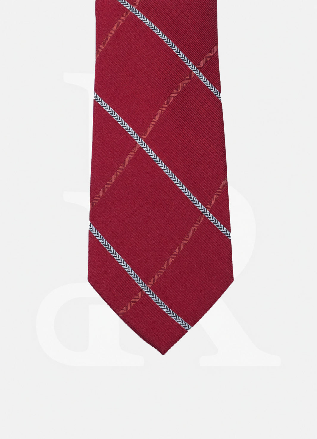 100% Silk Necktie - Red Long Stripe