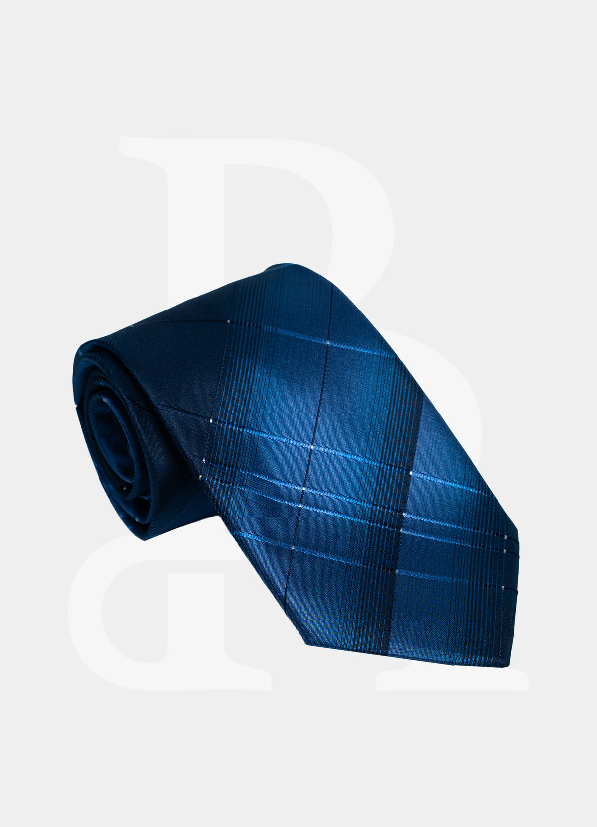 100% Silk Necktie - Blue Pattern Red