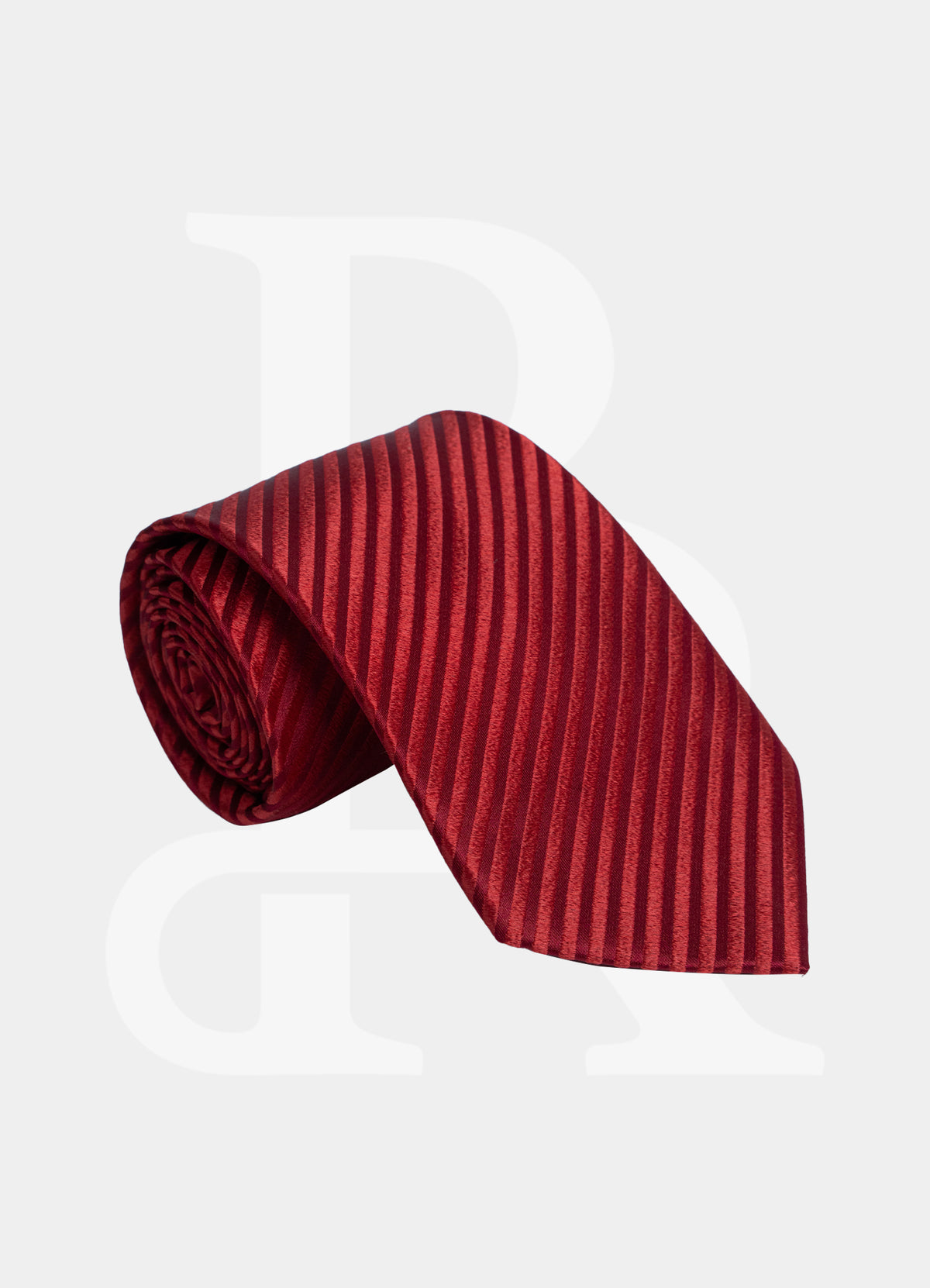 100% Silk Necktie - Bright Red Stripe