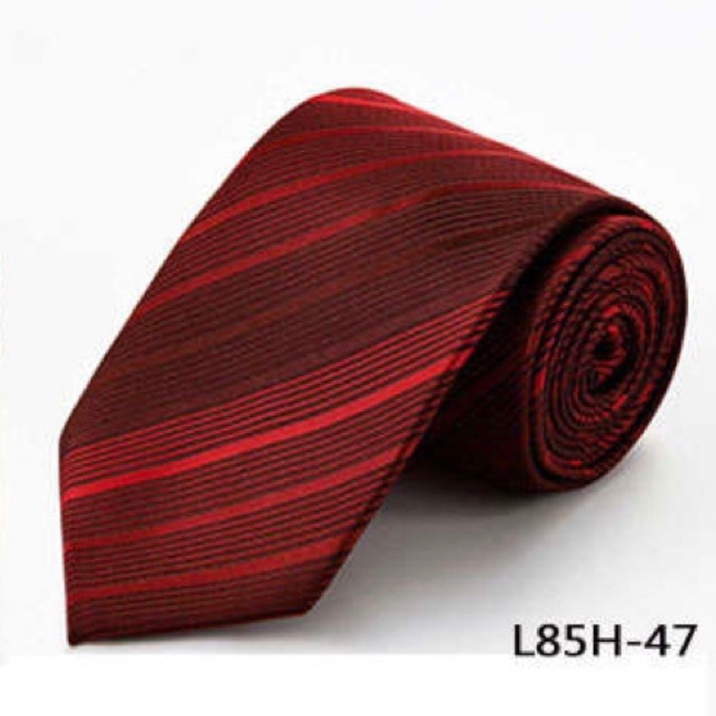 100% Silk Necktie - Red Stripe