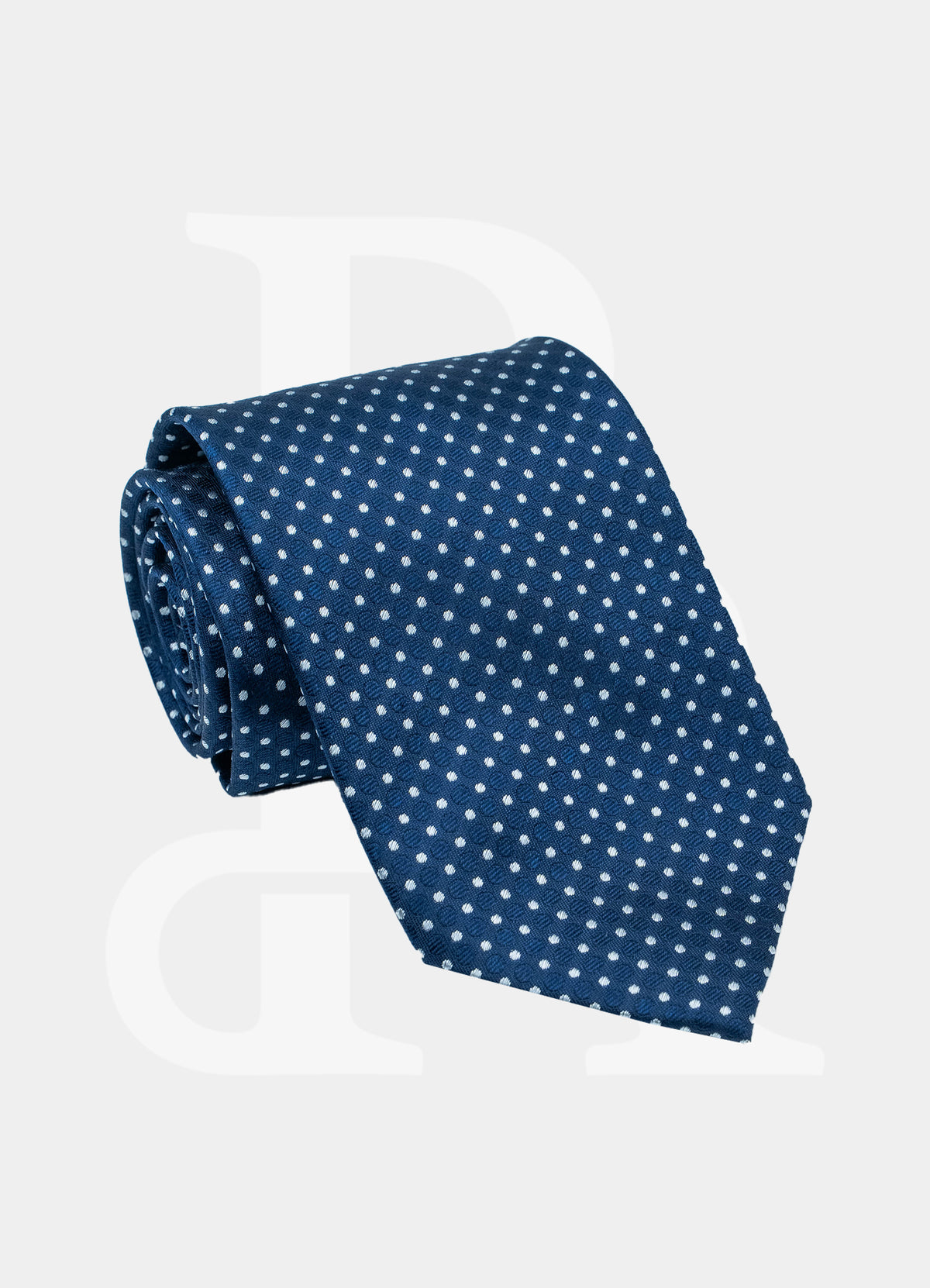 100% Silk Necktie - Dotted Navy L85H-S04