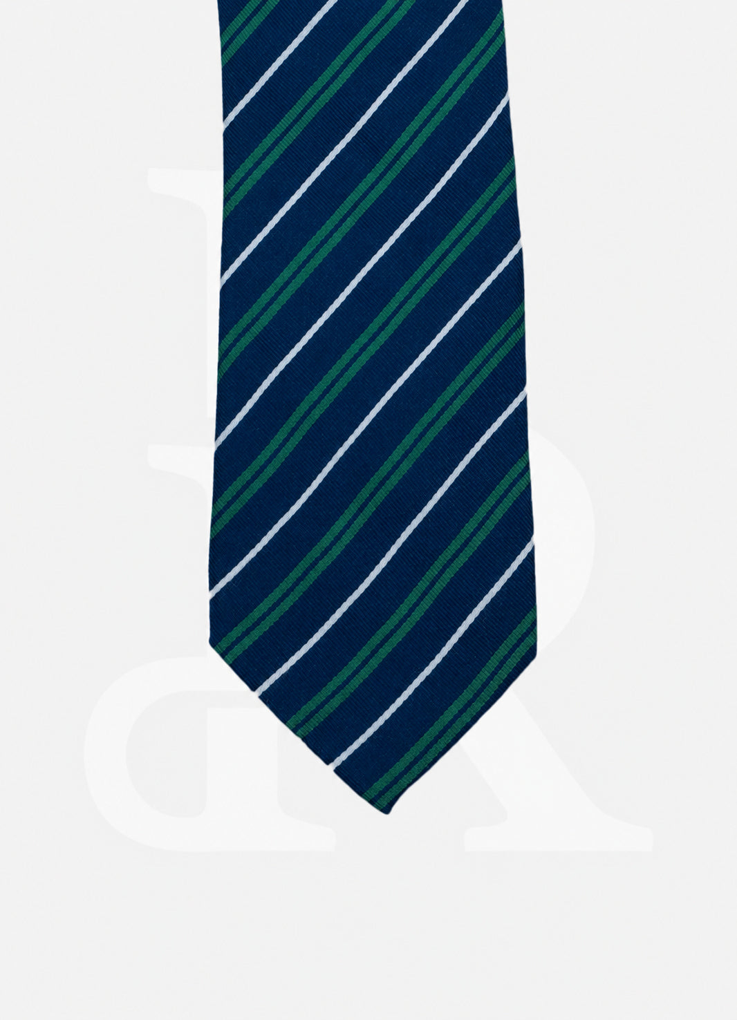 100% Silk Necktie - Blue/Green Long Stripe