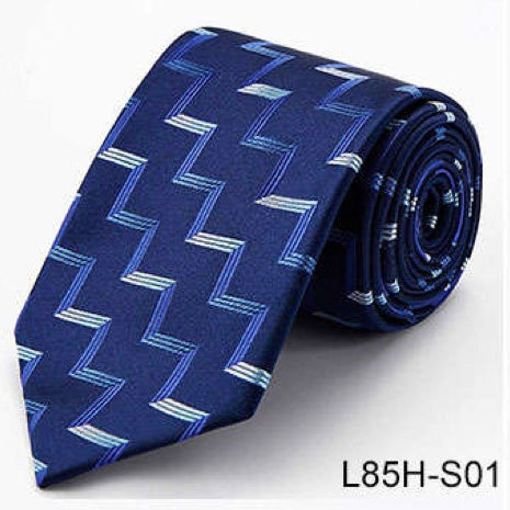 100% Silk Necktie - Navy Square Stripe