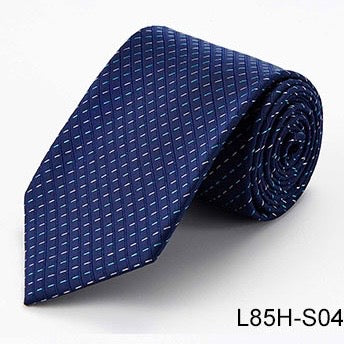 100% Silk Necktie - Dotted Navy L85H-S04