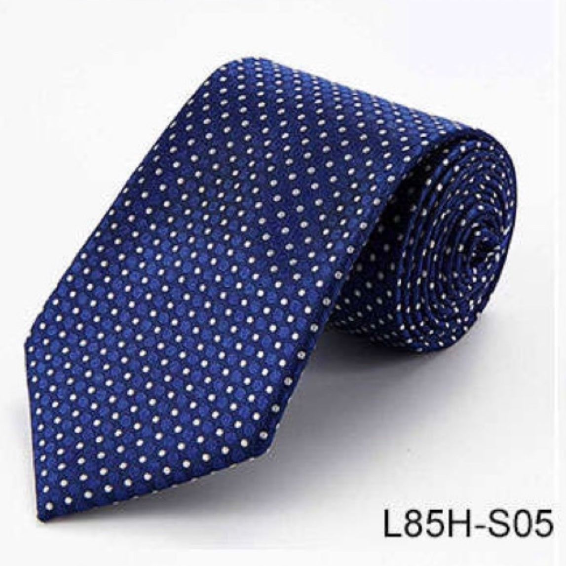 100% Silk Necktie - Dotted Navy