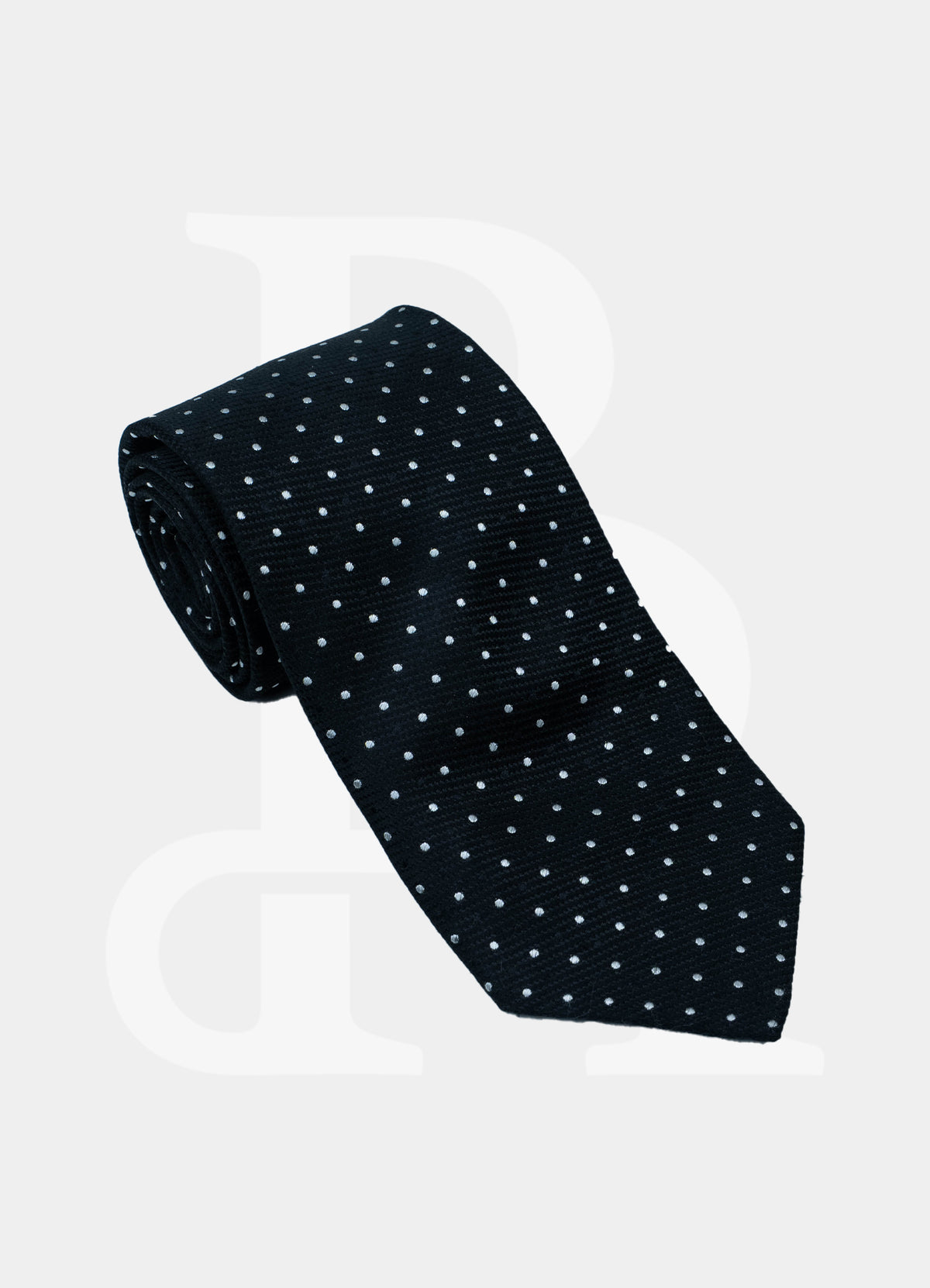 100% Silk Necktie - Dotted Black