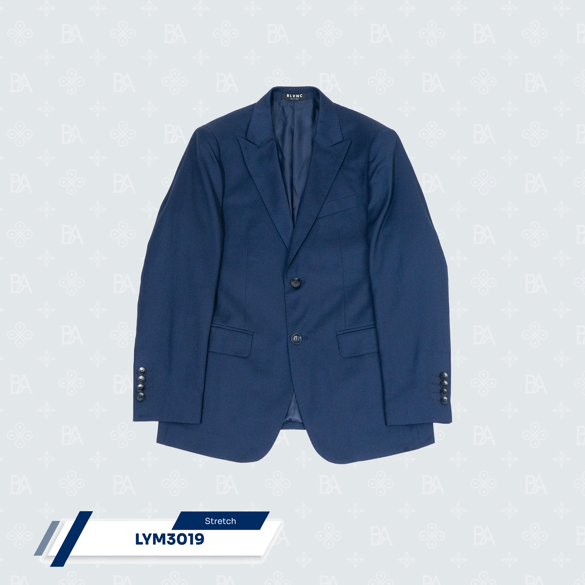 Classic 2 Buttons Suit Jacket - Navy Dotted