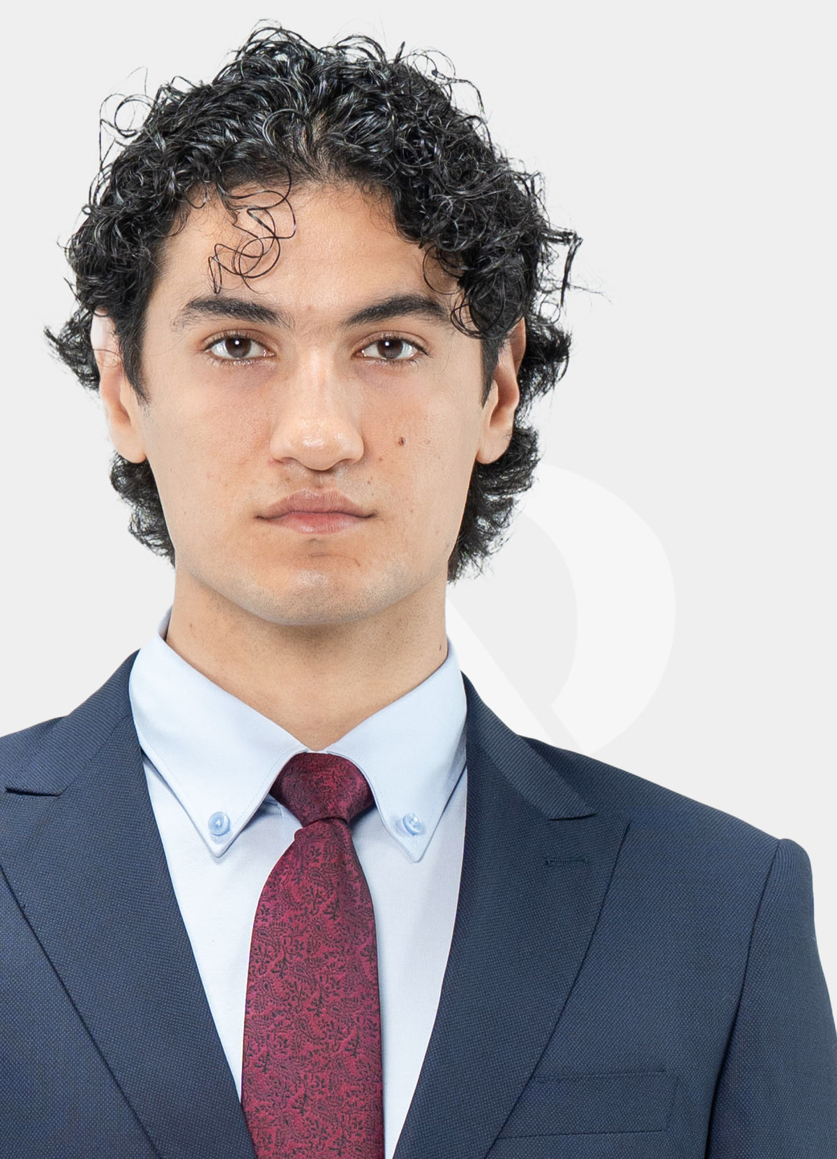 Wool Blended Classic 2 Buttons Suit Jacket - Navy Dotted