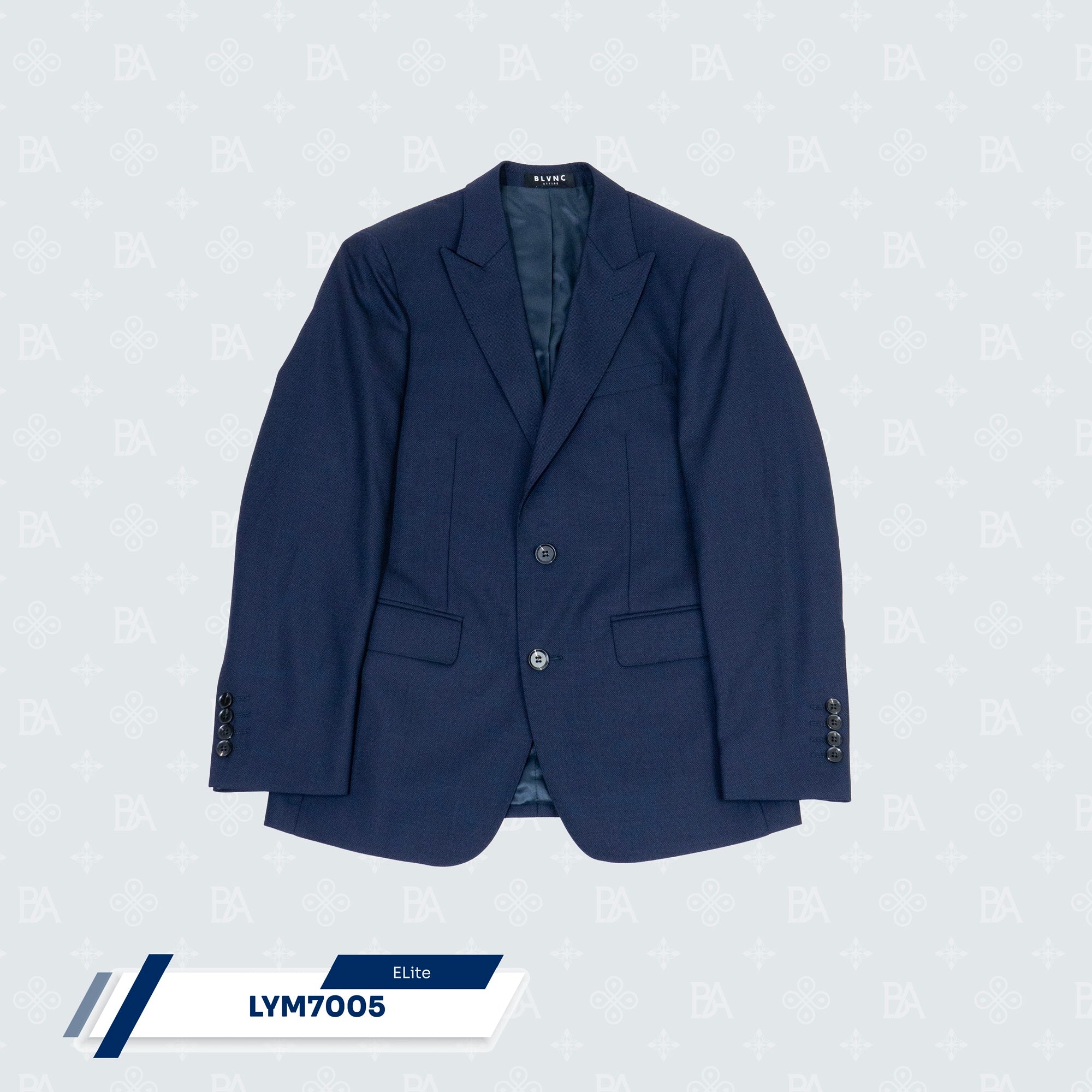Wool Blended Classic 2 Buttons Suit Jacket - Navy Dotted
