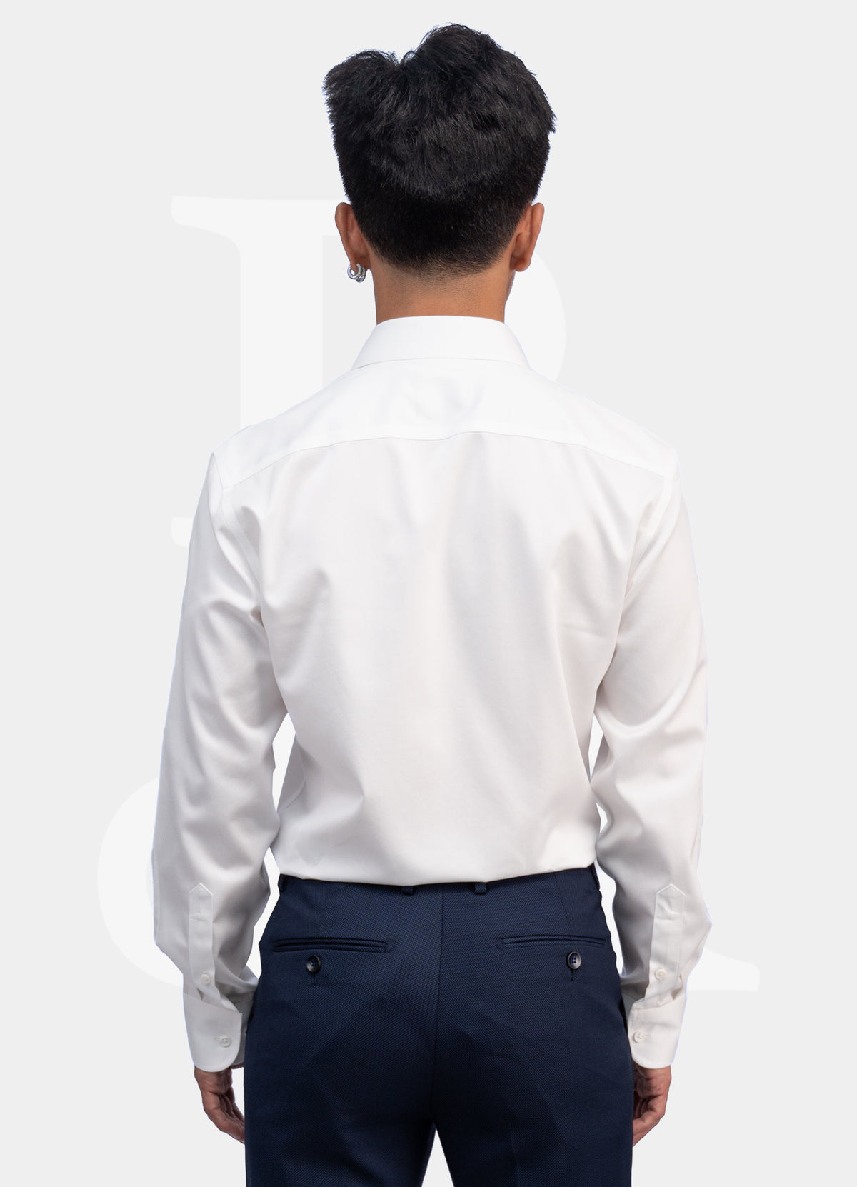 100% Cotton 140S - Non Iron White Dress Shirt w Mother Pearl Button M140-01