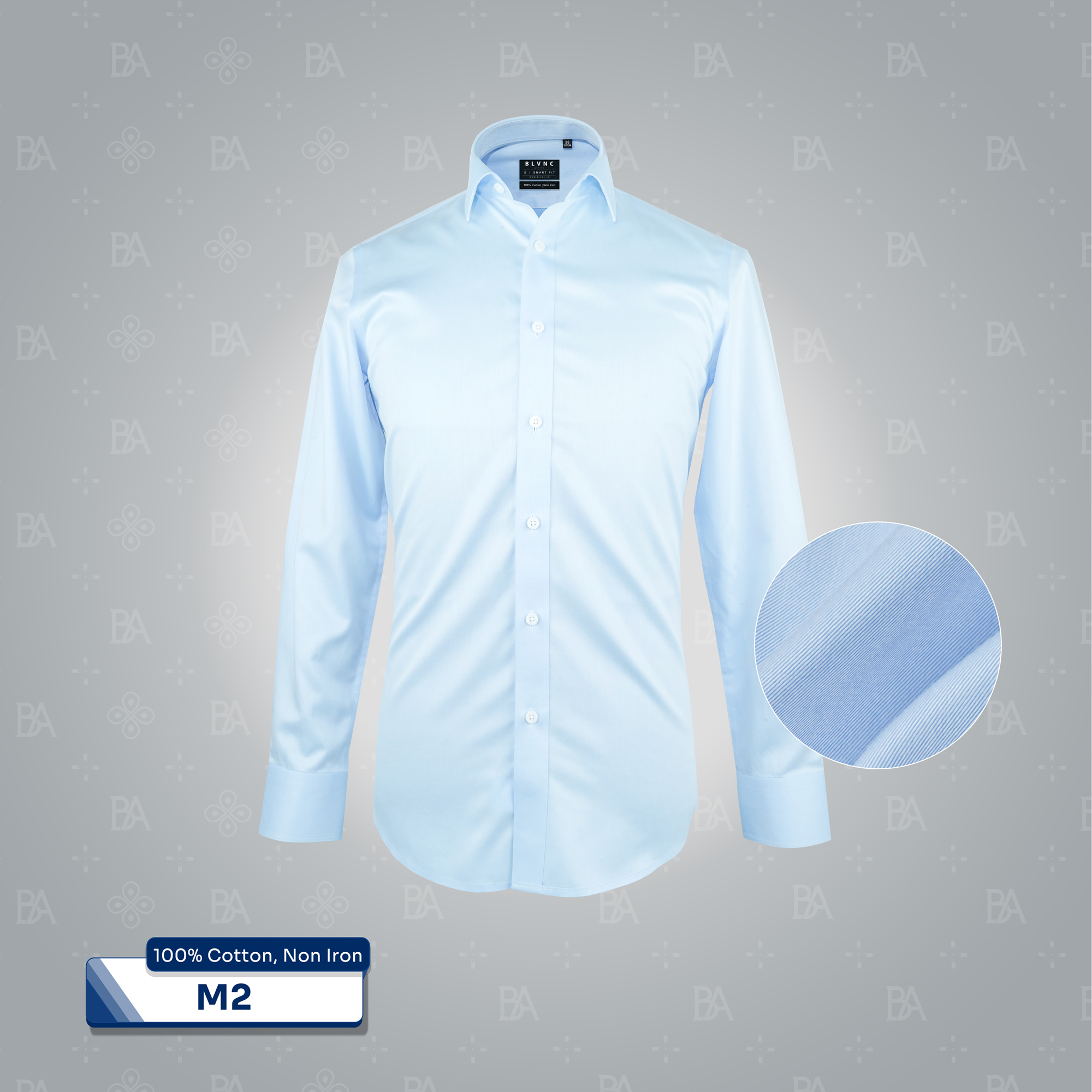 100% Cotton 100S - Non Iron Powder Blue Dress Shirt M2