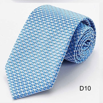 Standard Necktie - Sky Blue Dotted White
