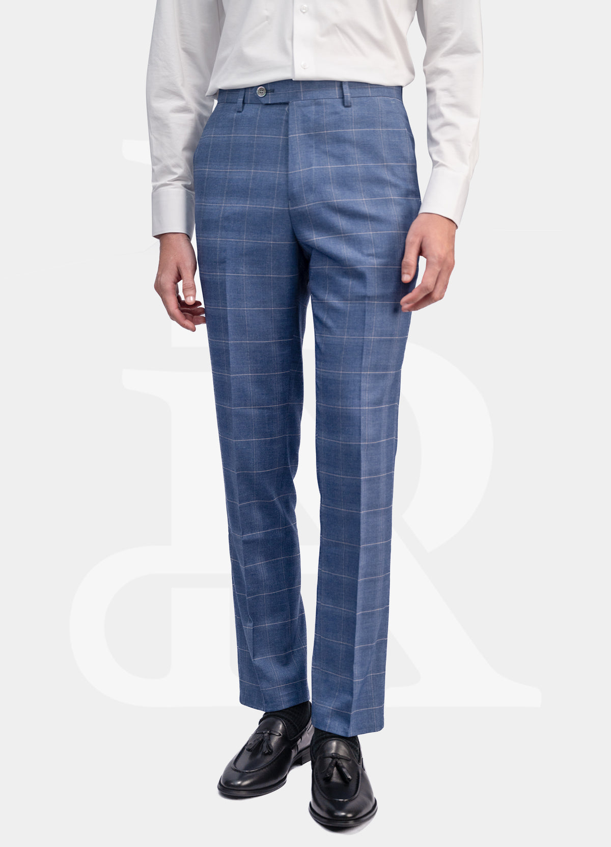 Stretch Trousers - Navy Windowstripe L3063-18