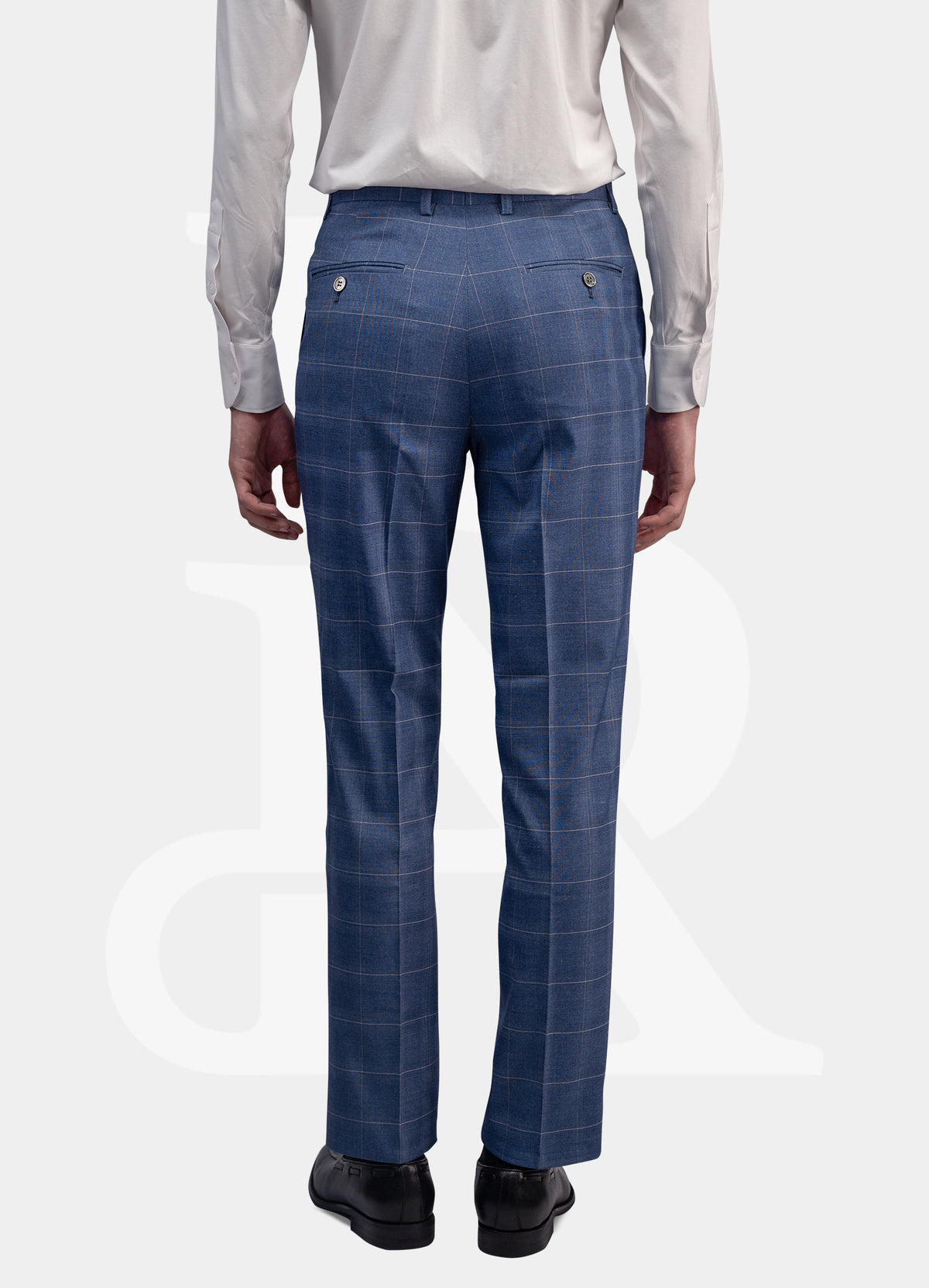 Stretch Trousers - Navy Windowstripe L3063-18