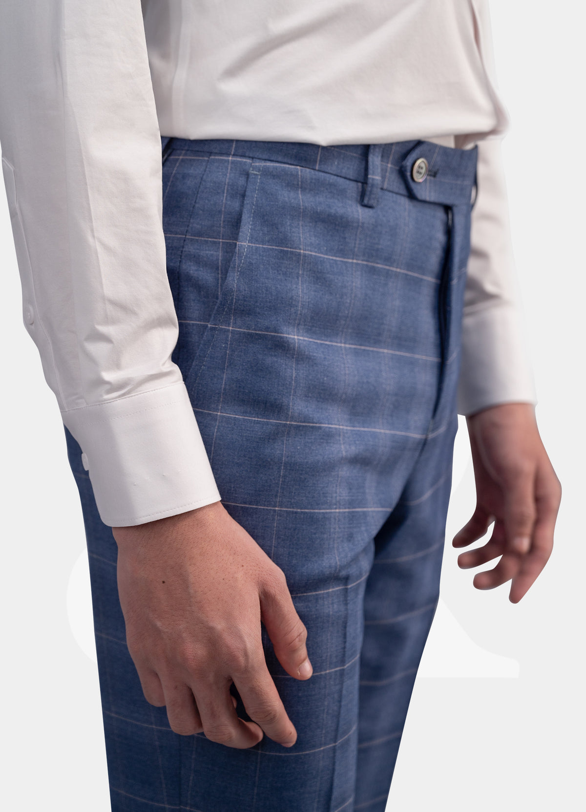 Stretch Trousers - Navy Windowstripe L3063-18