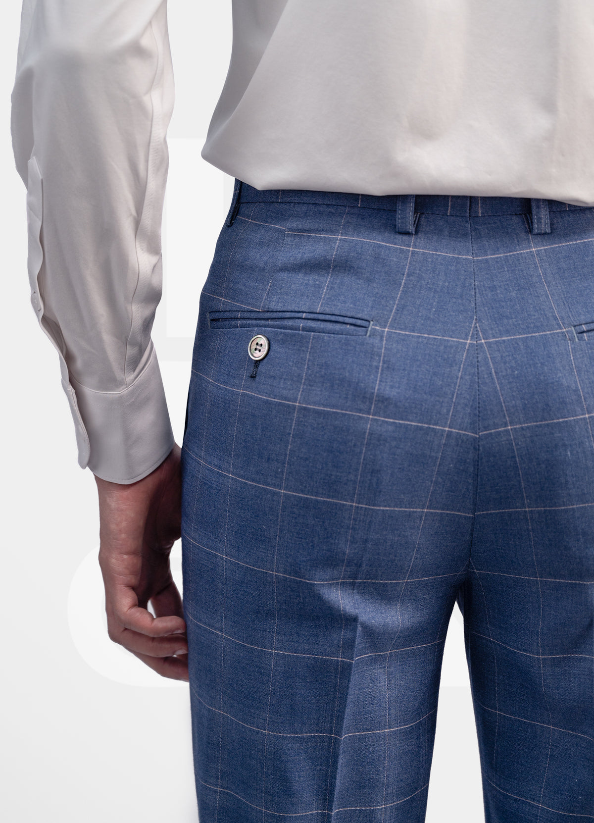Stretch Trousers - Navy Windowstripe L3063-18