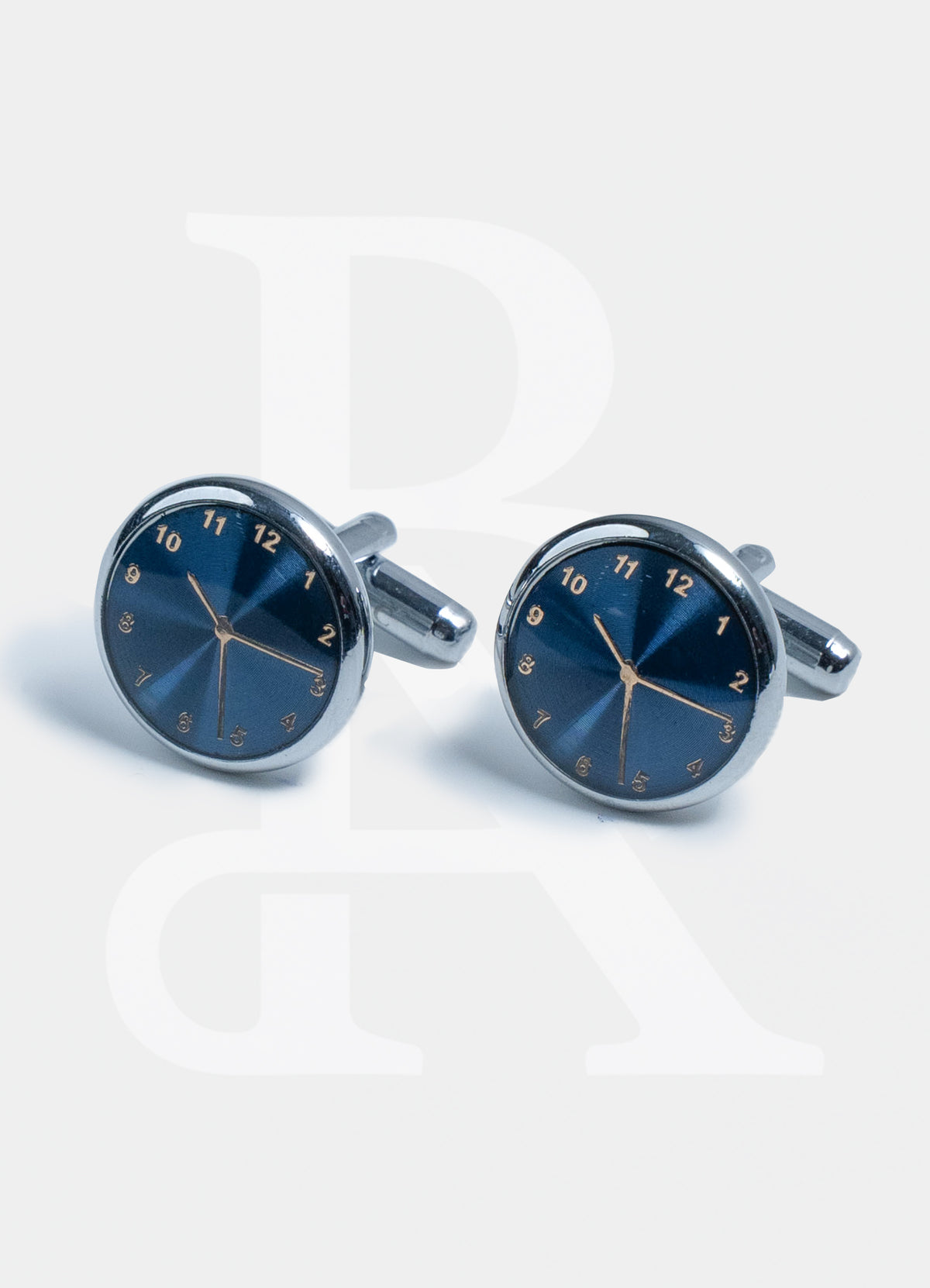 Cufflinks Premium - Silver/Blue Clock