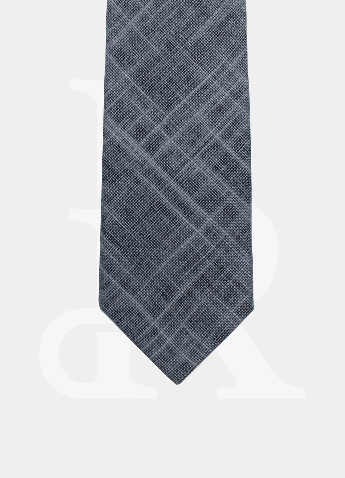 Wool Blended Necktie - Light Grey Pane