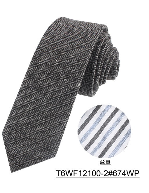 Wool Blended Necktie - Dark Grey T6WF12100-2