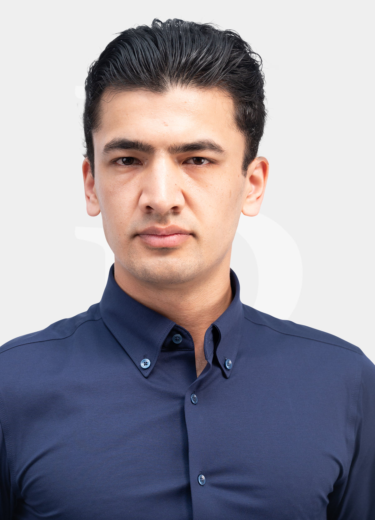 Performance Fit Label - Natural Cotton Navy Button Down Dress Shirt ZT110-08
