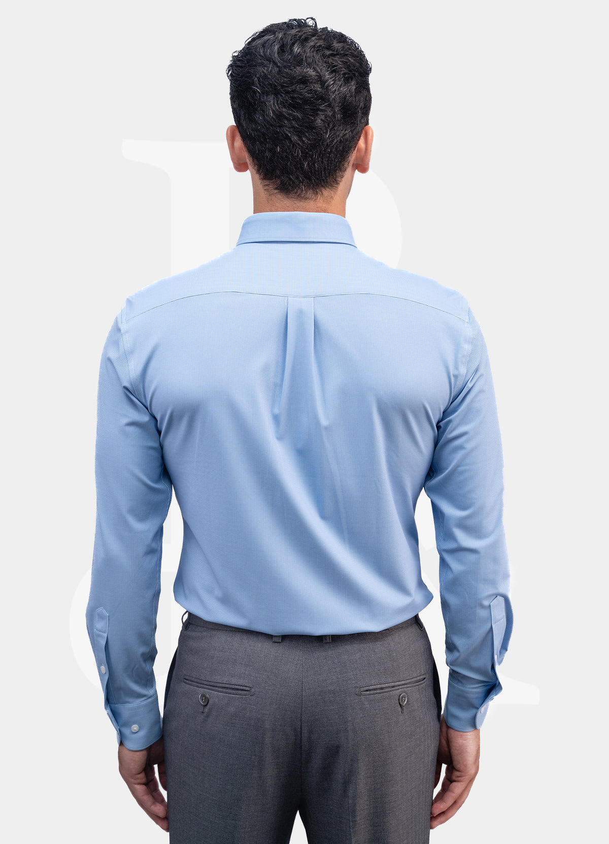 Performance Fit Label - Mulberry Silk Blended Blue Birdeye Button Down Dress Shirt ZT70-08