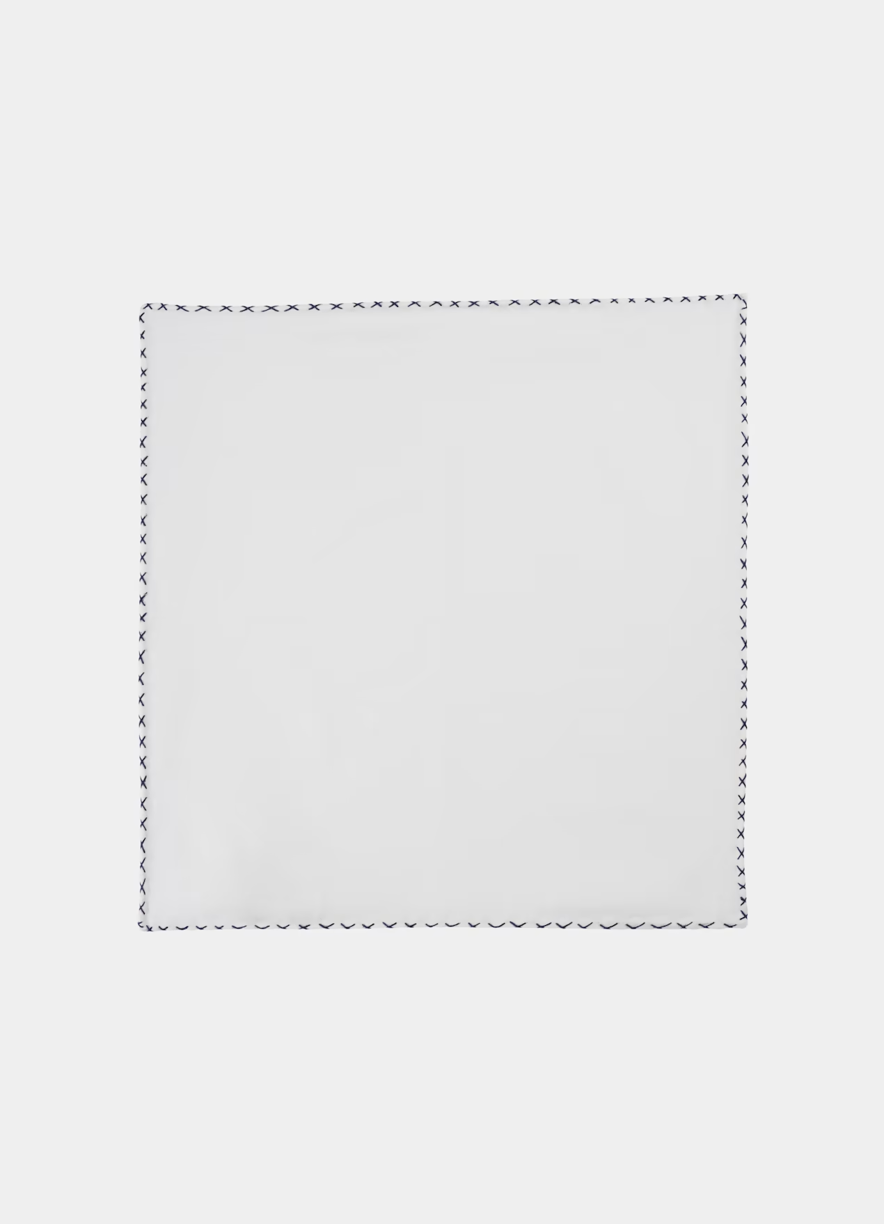 100% Silk Pocket Square - White Blue Stitch HP-2071